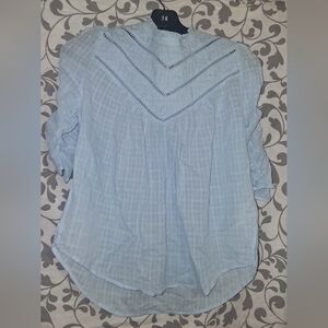 Veronica Beard Blue Relaxed Pleated Blouse